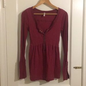 Free people long sleeve embroidered shirt